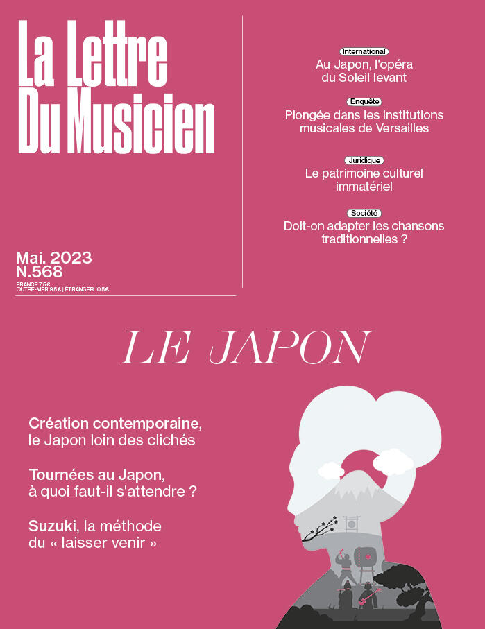 couverture lettre du musicien du mois de mai 2023 numéro sur le Japon, illustration par Anthony Martin